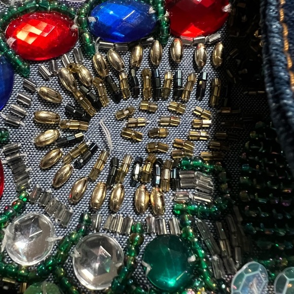 I.B. Diffusion 90’s Vintage Denim Beaded Sequined Embellished Jacket Size 6 - Picture 10 of 10